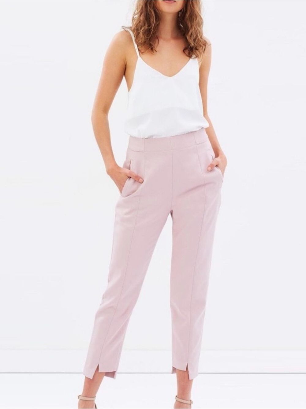 elliatt Renoir Pant Slim Blush Pink Trouser Size L NWT